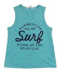 Azurové tílko s nápisem H&M