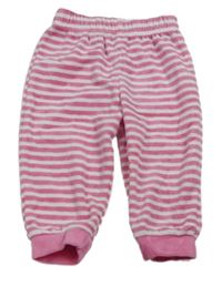 Růžovo-bílé pruhované sametové pyžamové kalhoty C&A