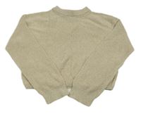 Béžový melírovaný crop svetr H&M