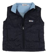 Tmavomodrá šusťáková zateplená vesta se srdíčky zn. Impidimpi