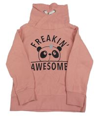 Růžová mikina s pandou a komínovým límcem Page one young