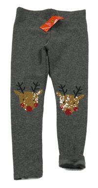 Nové - Šedé teplé legíny se soby Primark