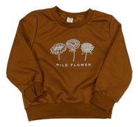 Hnědá mikina s kytičkami Shein