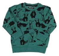 Tyrkysová melírovaná mikina se zvířátky Next