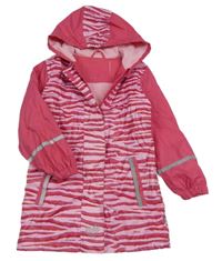 Růžová vzorovaná nepromokavá jarní bunda s kapucí Lupilu