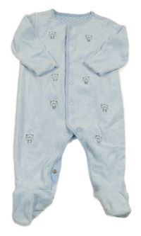 Světlemodrý sametový overal s medvědy Mothercare