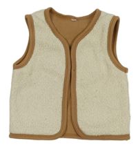 Smetanovo-hnědá huňatá vesta 