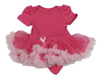 Tmavorůžové šaty s tylovou sukní a všitým body