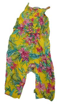 Žluto-barevný květovaný lehký overal Primark