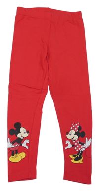 Červené legíny s Minnie a Mickeym Disney