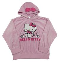 Růžová sametová mikina s Hello Kitty a kapucí Sanrio