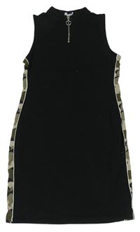 Černo-army elastické šaty New Look