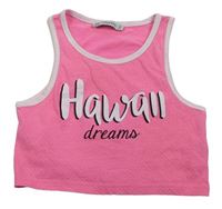 Neonově růžový vzorovaný crop top s nápisem Terranova