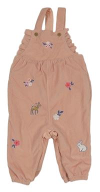 Světlerůžové laclové podšité manšestráky s kytičkami Nutmeg