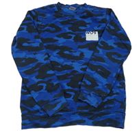 Modro-černá army mikina s potiskem