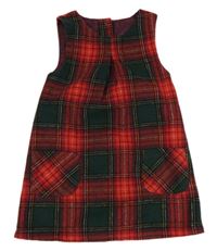 Červeno-zeleno-černé kostkované vlněné šaty Nutmeg