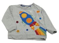 Šedá melírovaná mikina s raketou Jojo Maman Bébé