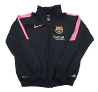 Černo-růžová sportovní fotbalová propínací mikina FC Barcelona Nike