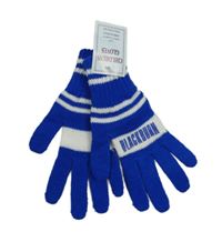 Nové - Modro-bílé pruhované rukavice s nápisem 