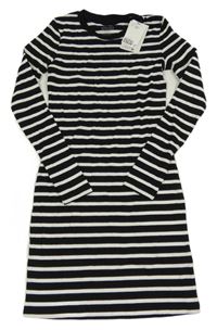 Nové - Černo-bílé pruhované žebrované šaty H&M