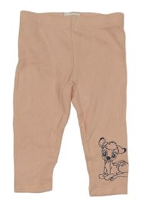 Lososové žebrované legíny s Bambim Disney