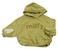 Olivová oversize mikina s Miffym a kapucí 