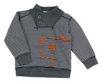 Tmavomodro-bílá pruhovaná mikina s medvídkem Topolmini