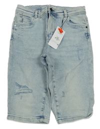 Nové - světlemodré skinny teplákové riflové kraťasy s prošoupáním Denim Co.