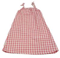 Růžovo-bílé kostkované krepové letní šaty Nutmeg