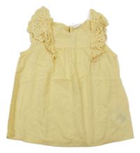 Žlutá halenka s madeirovými volánky H&M