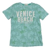 Světlemodré tričko s palmami a nápisem H&M
