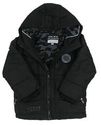 Černá šusťáková zimní bunda s kapucí F&F