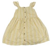 Béžovo-bílé pruhované plátěné šaty H&M