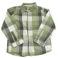 Khaki-šedo-bílá kostkovaná košile Mothercare 