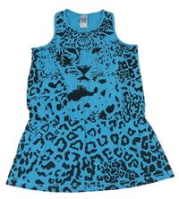 Modro-černá vzorovaná šatová tunika s leopardem C&A