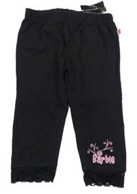 Nové - Černé capri legíny s výšivkou Barbie