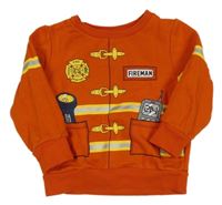 Cihlově červená mikina s potiskem hasiče C&A