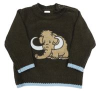 Hnědý žinylkový svetr s mamutem  C&A