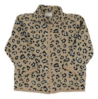 Béžovo-bílo-černá vzorovaná fleecová propínací mikina F&F