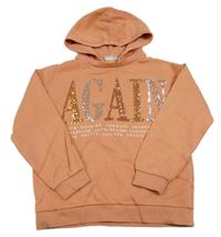 Oranžová mikina s nápisem z flitrů a kapucí Name it