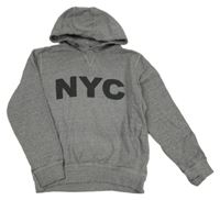 Šedá mikina s nápisem a kapucí Next 