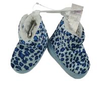 Nové - Světlemodro-modré vzorované plyšové zateplené válenky Soft Touch vel. 17