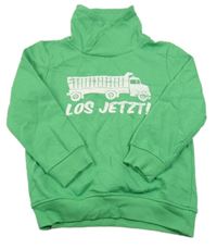 Zelená mikina s kamionem a komínovým límcem Topolino