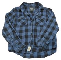 Tmavošedo-modrá kostkovaná košile H&M