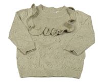 Zlatý svetr s volánky a dirkovaným vzorem M&S