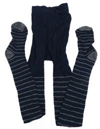 Tmavomodré punčocháče s proužky Yigga