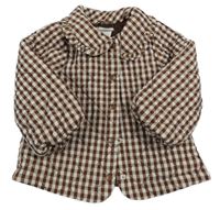 Hnědo-bílá kostkovaná šusťáková zateplená bunda Max Studio