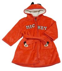 Červený chlupatý župan s Mickeym a kapucí C&A