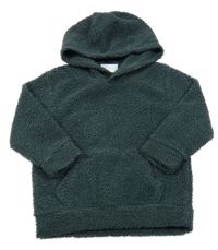 Tmavozelenošedá huňatá mikina s kapucí Topomini