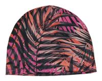 Šedo-růžová vzorovaná čepice 